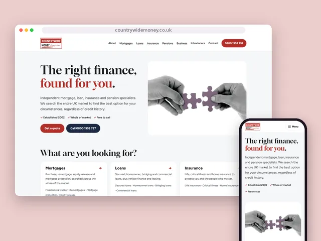 The Countrywide Money website on a computer and a phone