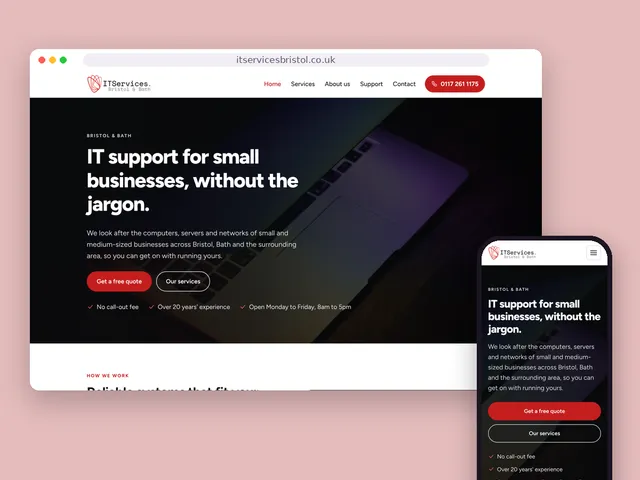 The IT Services Bristol website on a computer and a phone